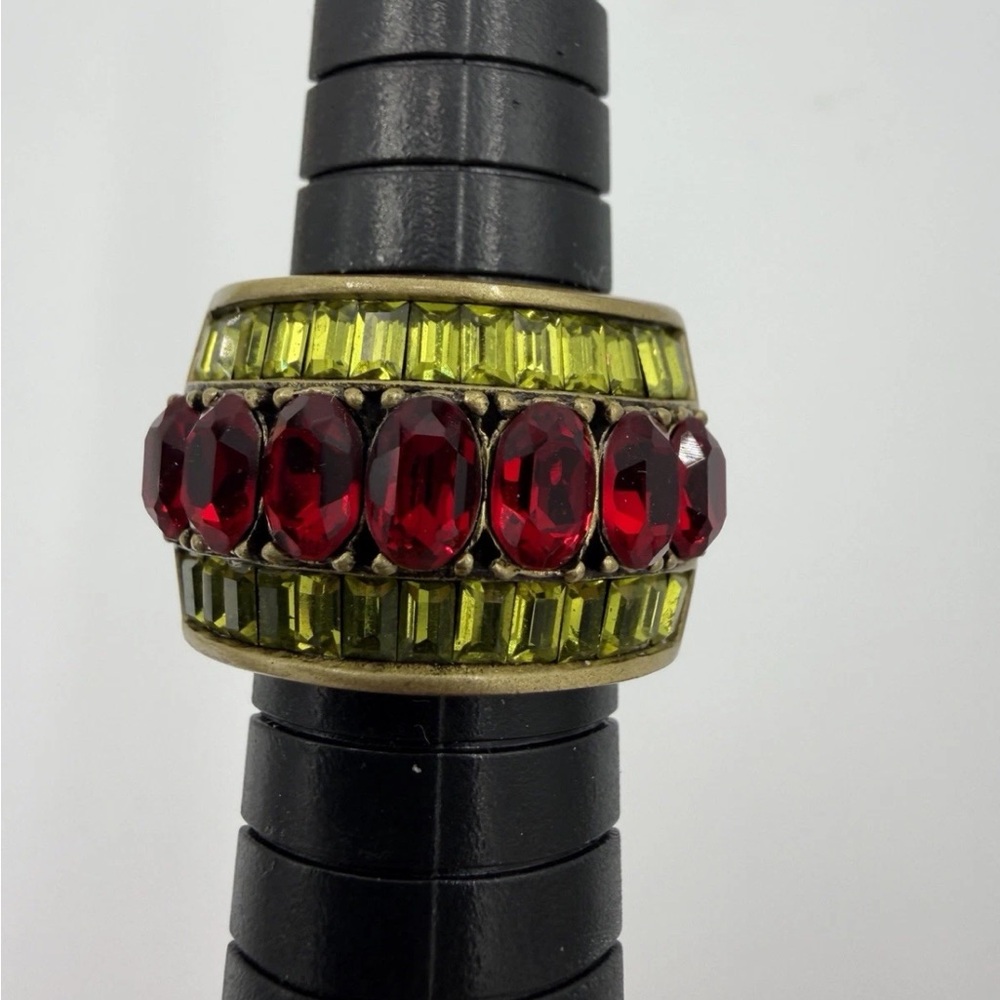 Authentic Heidi Daus Red And Yellow Gemstone Ring Size 6.5 Approximately
